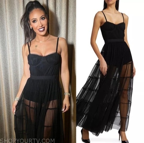 BravoCon 2023: Melissa Gorga's Black Corset Mesh Bustier Dress