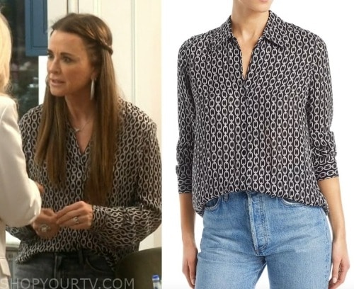 WornOnTV: Kyle Richards's black monogram bomber jacket on E! News