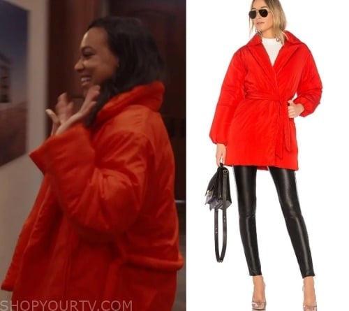 Winter House: Season 3 Episode 1 Red Wrap Puffer Coat | Shop Your TV