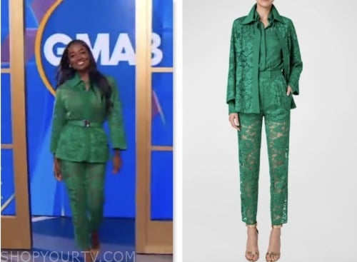 Good Morning America: November 2023 Patina Miller's Green Lace Shirt ...