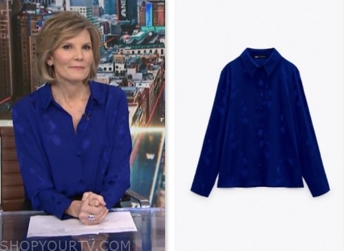 NBC News Daily: December 2023 Kate Snow's Blue Floral Jacquard Shirt ...