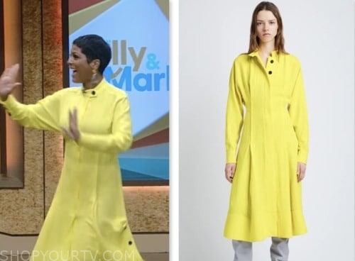 Live With Kelly And Mark January 2024 Tamron Halls Yellow Button Detail Dress Shop Your Tv 