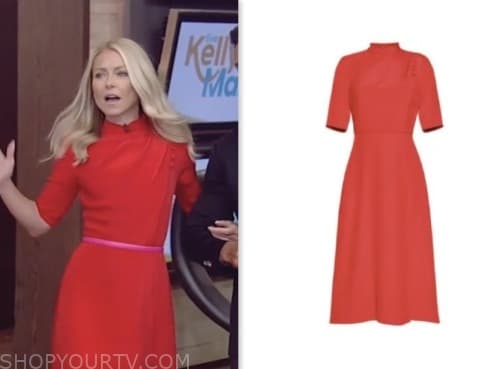 Live with Kelly and Mark: January 2024 Kelly Ripa's Red Drape Silk ...