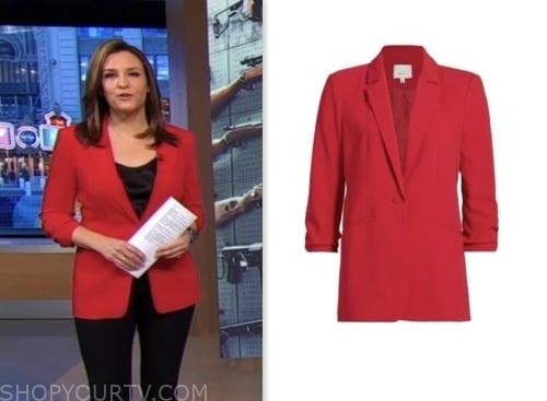 Good Morning America: January 2024 Mary Bruce's Red Ruched Sleeve ...