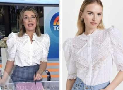 The Today Show: January 2024 Savannah Guthrie's White Lace Puff Sleeve ...