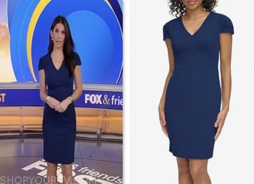 Fox and Friends: January 2024 Brooke Singman's Navy Blue V-Neck Sheath ...