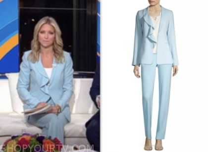 Fox and Friends: January 2024 Ainsley Earhardt's Light Blue Ruffle ...