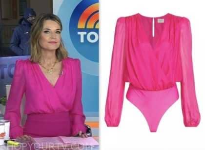 The Today Show: January 2024 Savannah Guthrie's Pink Wrap Blouse | Shop ...