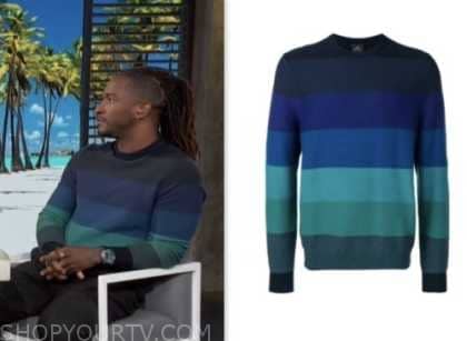 Access Daily January 2024 Scott Evans S Blue And Green Striped Sweater   Screen Shot 2024 01 15 At 5.16.08 AM 420x307 