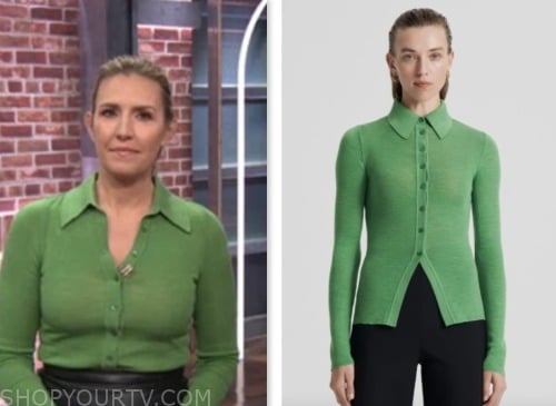 CNN This Morning January 2024 Poppy Harlow S Green Ribbed Knit Polo   Screen Shot 2024 01 16 At 8.32.26 AM 