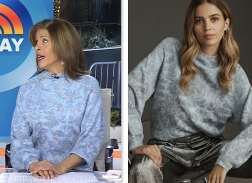 The Today Show January 2024 Hoda Kotb S Blue Metallic Floral Sweater   Screen Shot 2024 01 17 At 5.07.23 AM 