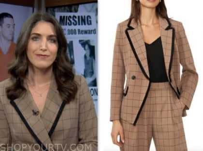 The Today Show: January 2024 Liz Kreutz's Beige and Black Check Blazer ...