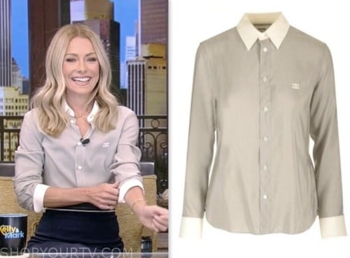 Live with Kelly and Mark: January 2024 Kelly Ripa's Grey Contrast Cuff ...