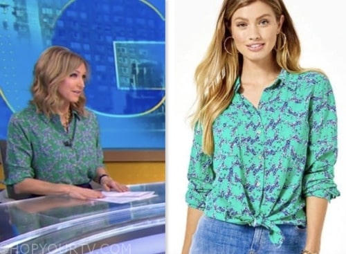 Good Morning America: January 2024 Lara Spencer's Green Zebra Shirt