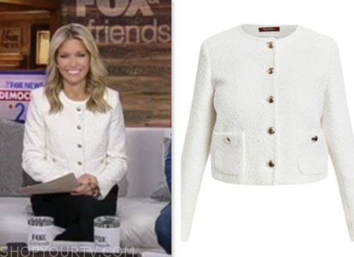 Fox and Friends: January 2024 Ainsley Earhardt's White Tweed Jacket ...