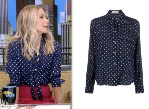 Live with Kelly and Mark: January 2024 Kelly Ripa's Navy Blue Polka Dot ...