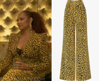 Real Housewives of Beverly Hills: Season 13 Episode 11 Garcelle's Yellow &  Black Leopard Print Trousers