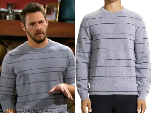 Bold And The Beautiful January 2024 Liam S Blue Striped Sweater Shop   Liam 