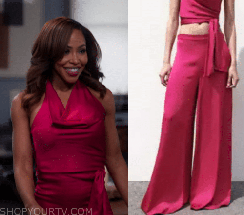 Chateau Pink Satin Wide Leg Pants for Women - Sophie Boutique