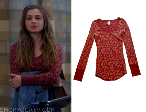 Ted: Season 1 Episode 2 Blaire's Red Floral Thermal Top