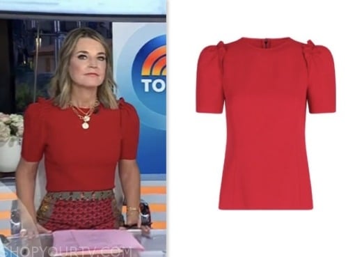 The Today Show: February 2024 Savannah Guthrie's Red Puff Sleeve Top ...