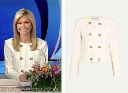 Fox and Friends: February 2024 Ainsley Earhardt's White Pinstripe ...