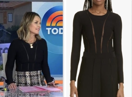 The Today Show: February 2024 Savannah Guthrie's Black Knit Long Sleeve ...