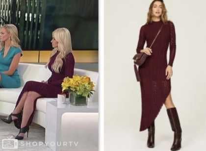 Outnumbered: February 2024 Tomi Lahren's Burgundy Knit Asymmetric Dress ...