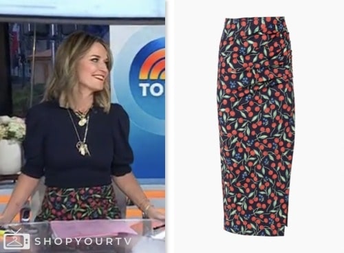 The Today Show: February 2024 Savannah Guthrie's Cherry Print Skirt ...