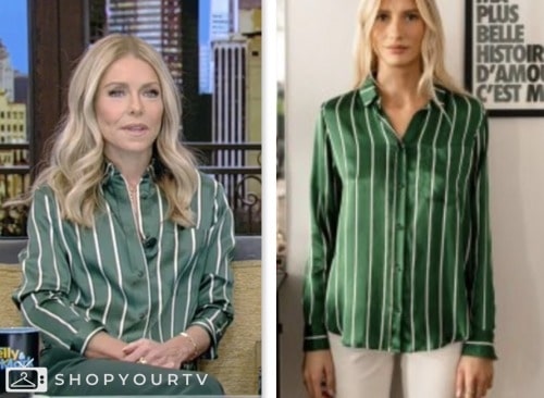 Live with Kelly and Mark: February 2024 Kelly Ripa's Green Satin ...