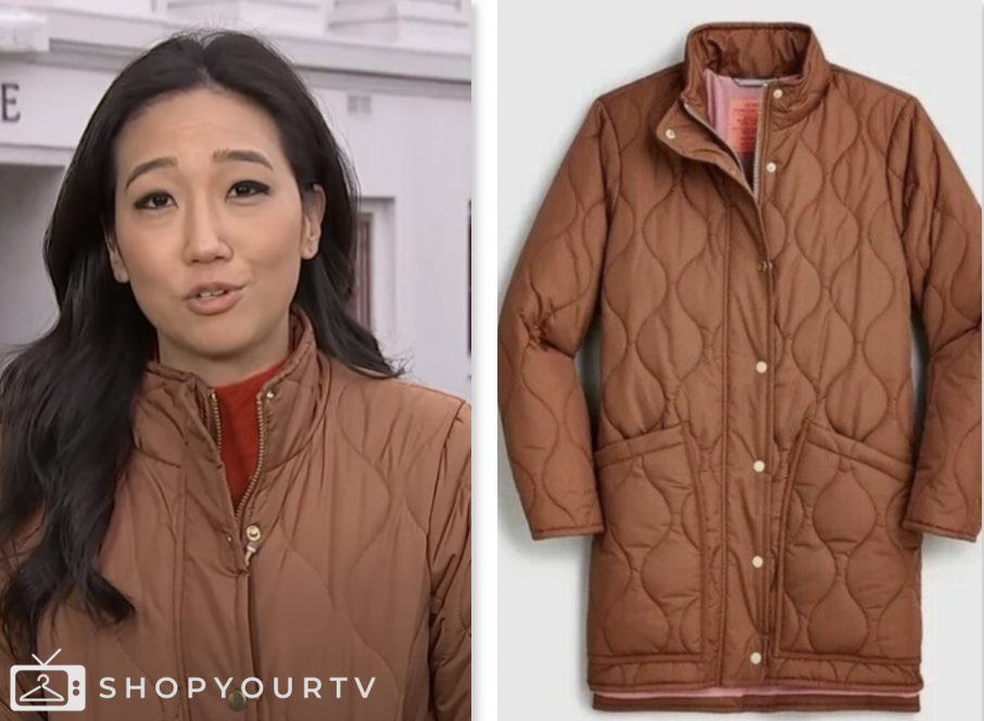 The Today Show: February 2024 Kathy Park's Camel Quilted Puffer Jacket ...