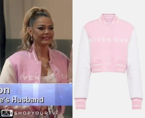 Real Housewives of Beverly Hills: Season 13 Episode 17 Denise's Pink  Givenchy Cropped Varsity Jacket