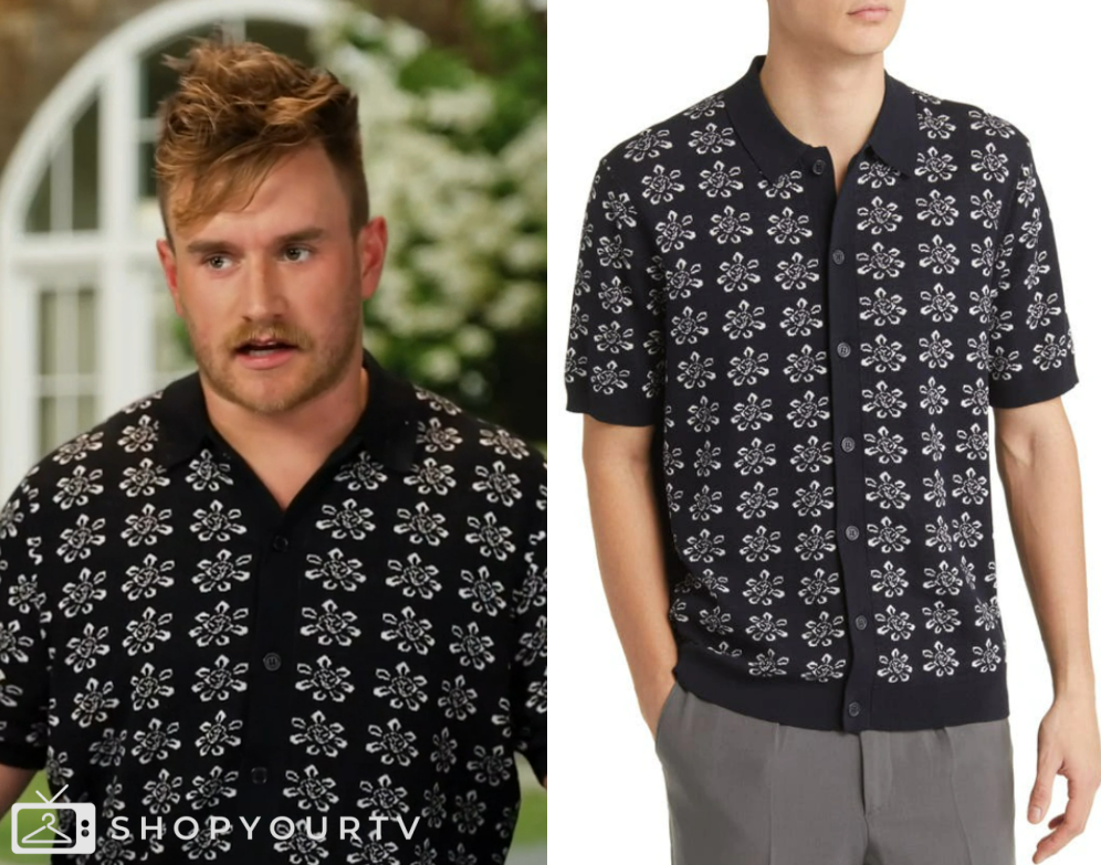 Summer House: Season 8 Confessional West's Black Floral Print Shirt ...