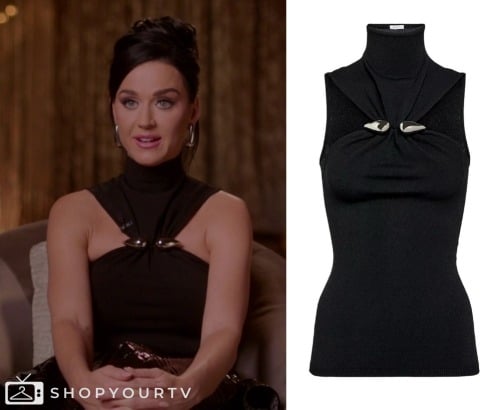 American Idol: Season 22 Episode 1 Katy Perry's Black Turtleneck  Embellished Top