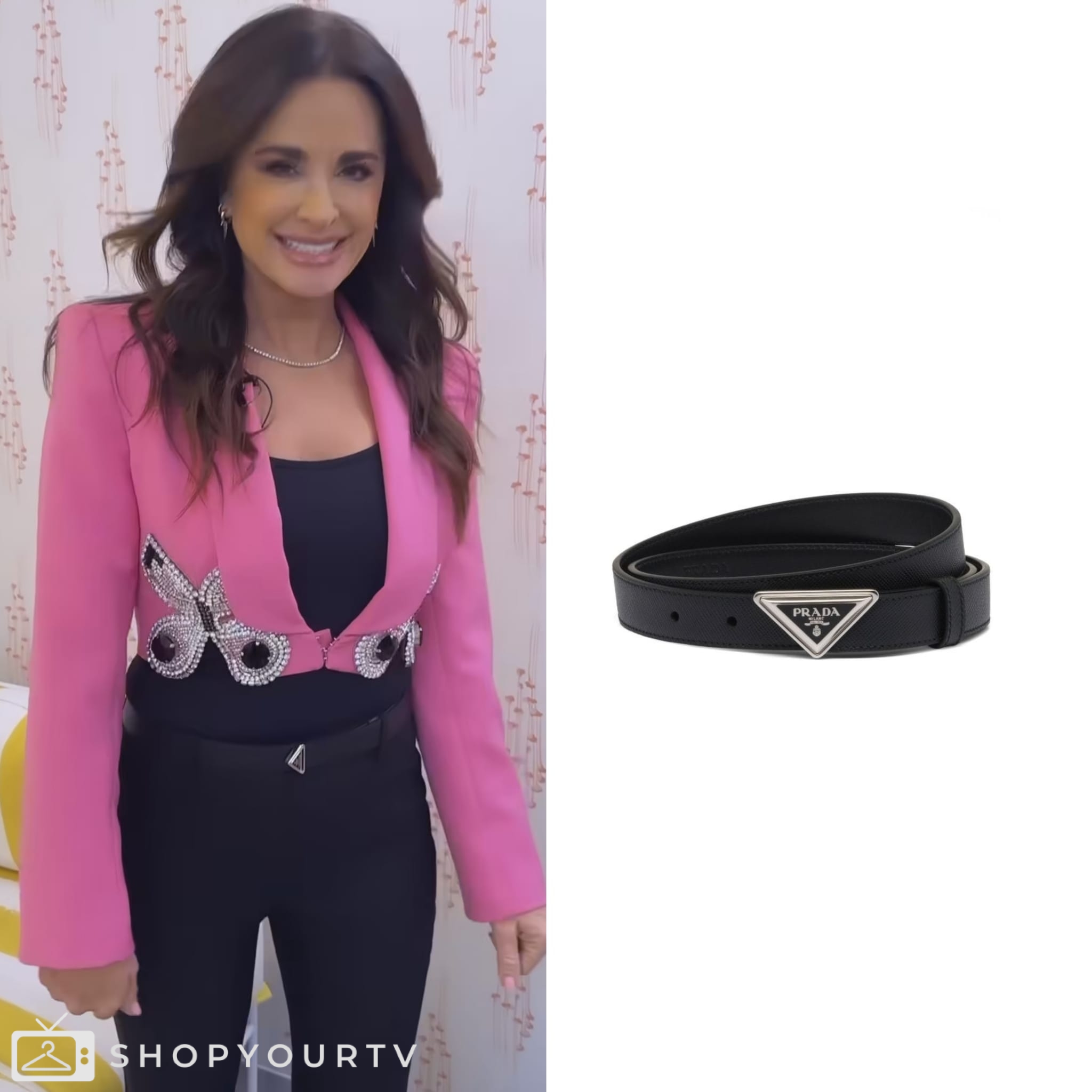 Drew Barrymore Show: March 2024 Kyle Richards's Black logo belt