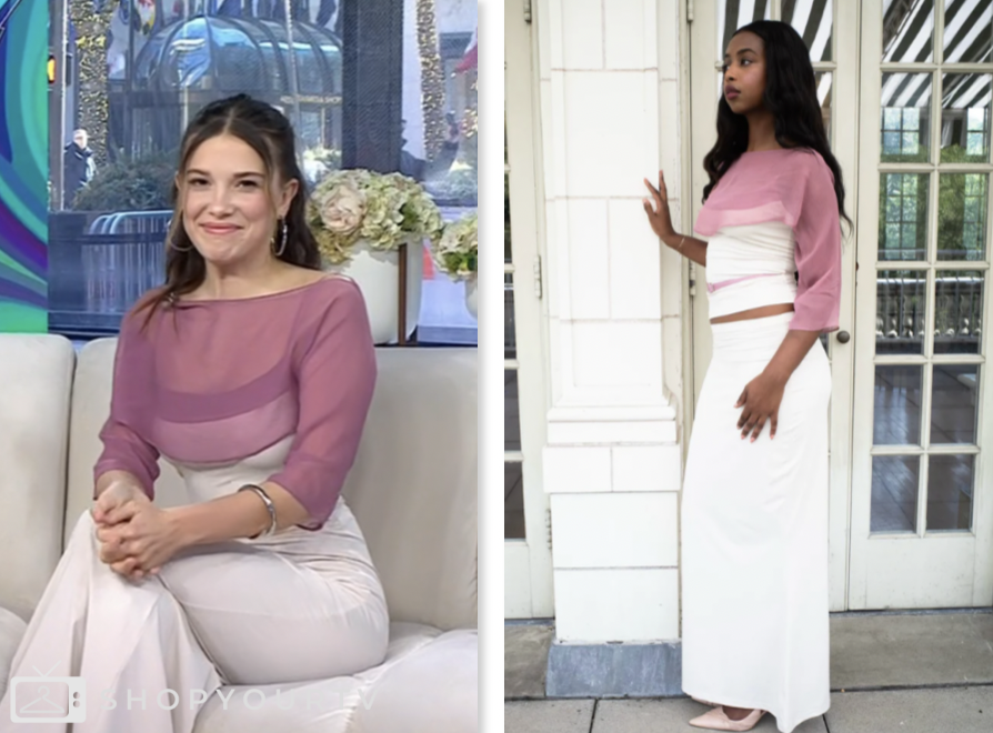 The Today Show: March 2024 Millie Bobby Brown's Pink and Ivory Top and  Skirt