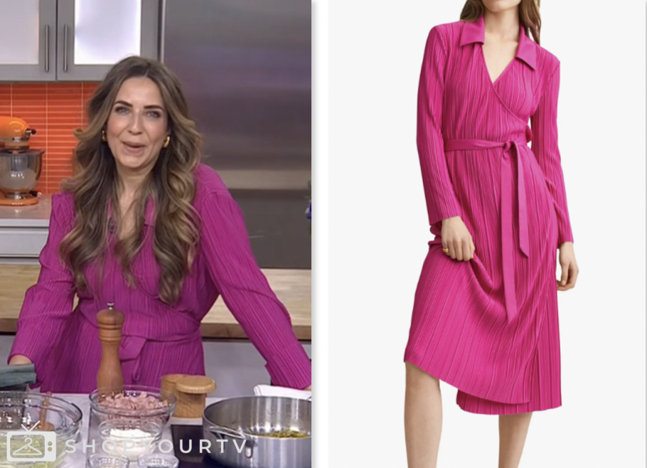 The Today Show March 2024 Laura Vitale S Pink Pleated Wrap Dress   Screen Shot 2024 03 01 At 12.19.56 PM 