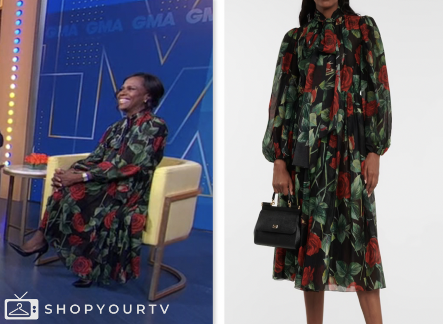 WornOnTV: Deborah's chain print tie neck blouse on Good Morning