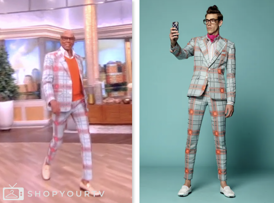 The View March 2024 RuPaul S Blue And Orange Plaid Blazer And Pant   Screen Shot 2024 03 05 At 1.39.08 PM 