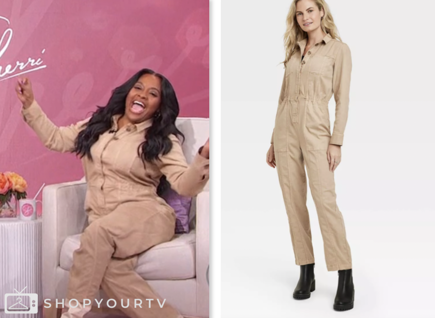 Sherri: March 2024 Sherri Shepherd's Beige Long Sleeve Jumpsuit