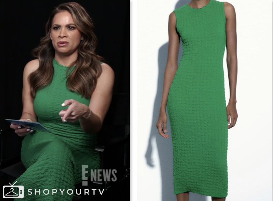 E! News: March 2024 Carolina Bermudez's Green Textured Dress | Shop Your TV