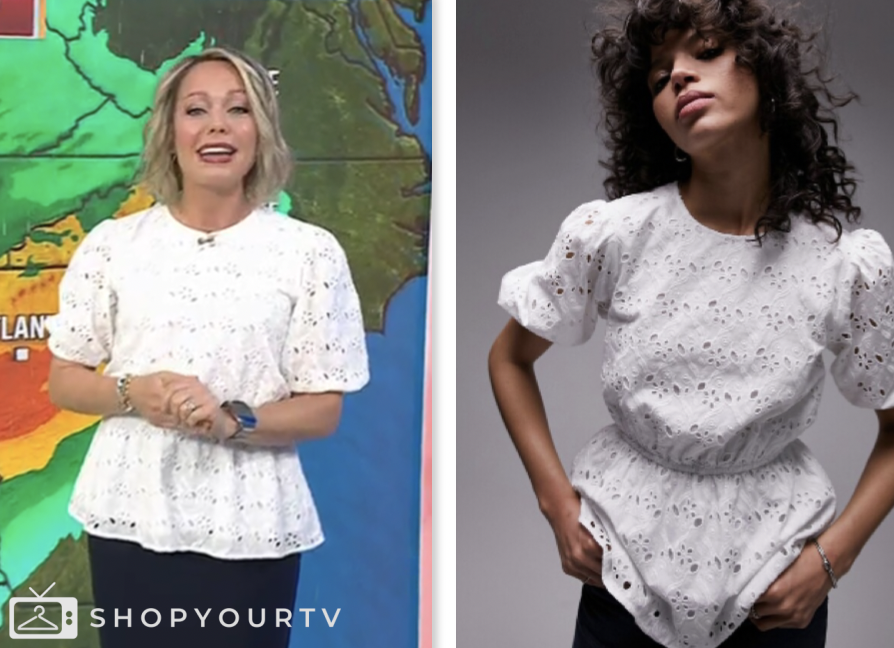 The Today Show: March 2024 Dylan Dreyer's White Eyelet Puff Sleeve