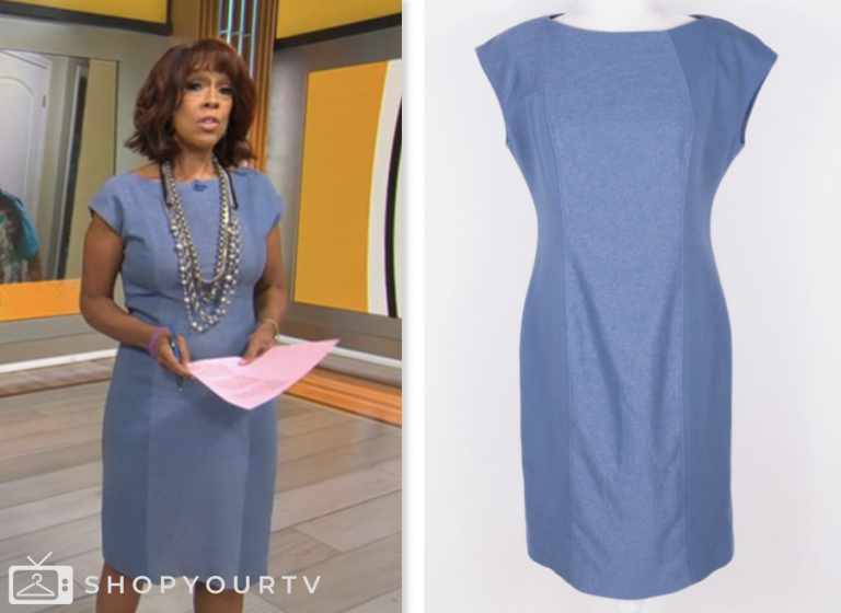 CBS Mornings: November 2022 Nikole Killion's Blue Split Neck Sheath Dress