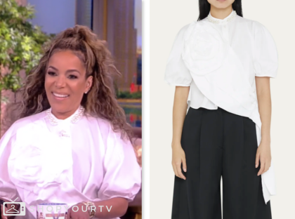 The View: March 2024 Sunny Hostin's White Pearl Trim Rose Puff